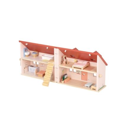 New Classic Toys - Casa de bonecas de madeira vermelho