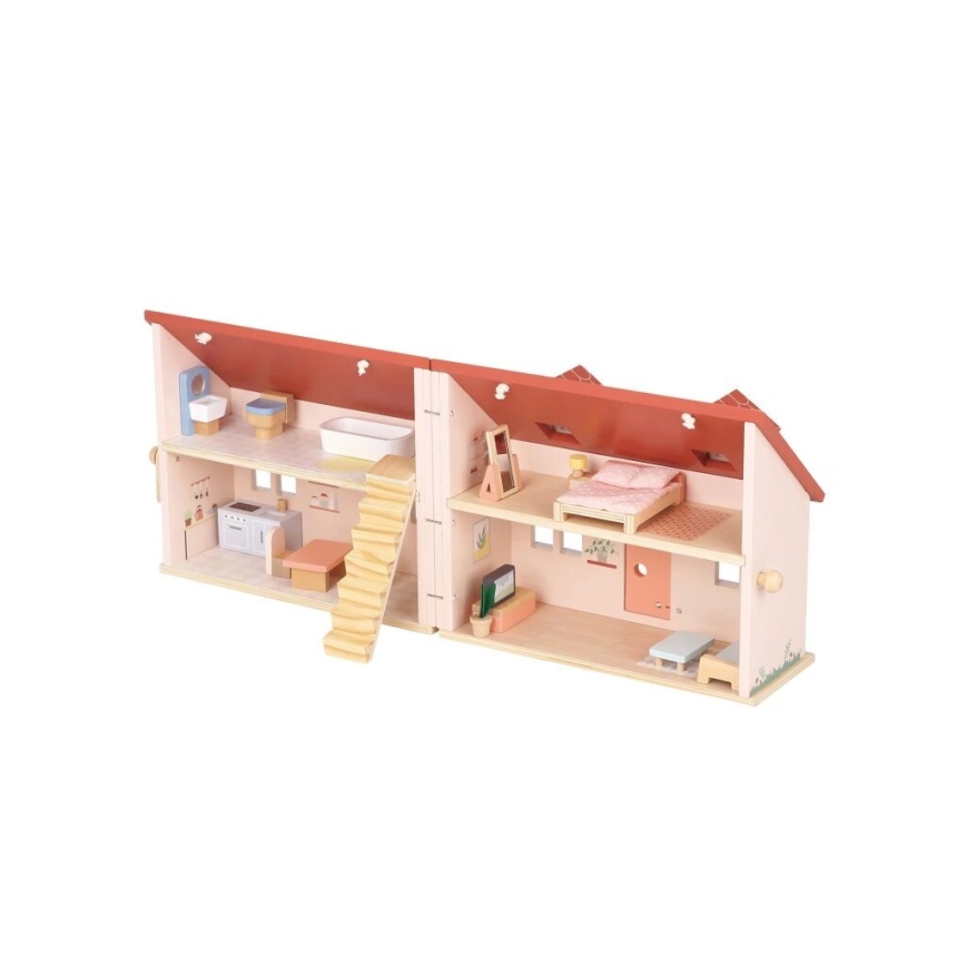 New Classic Toys - Casa de bonecas de madeira vermelho