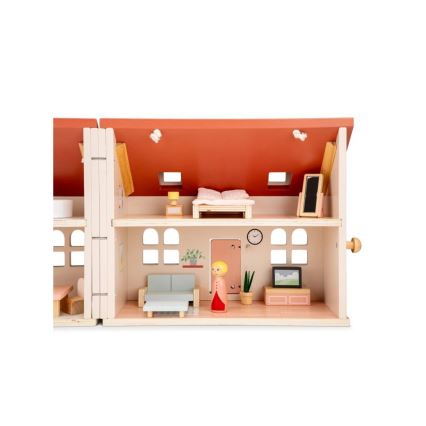 New Classic Toys - Casa de bonecas de madeira vermelho