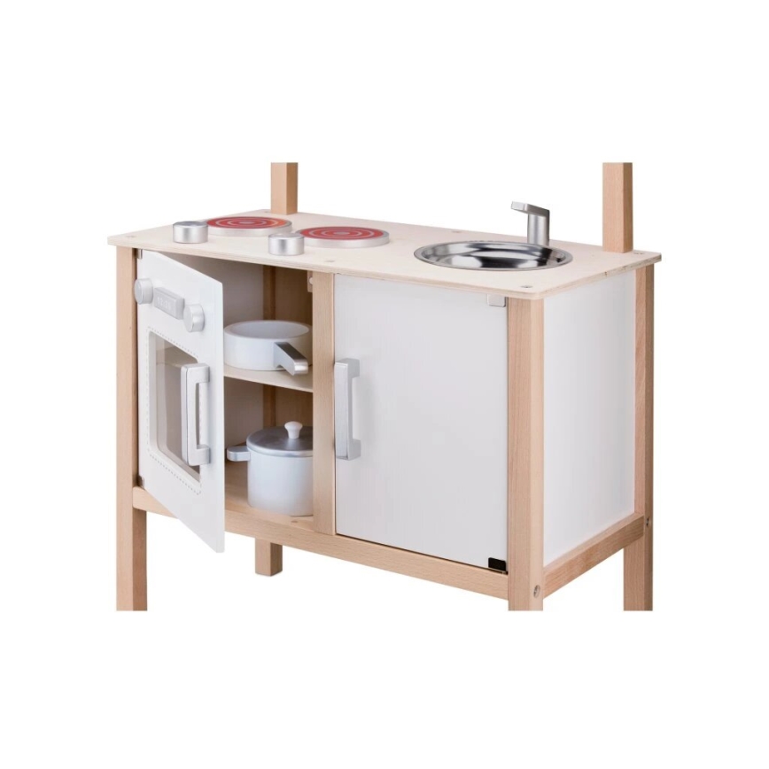 New Classic Toys - Cozinha em madeira com acessórios branco/bege