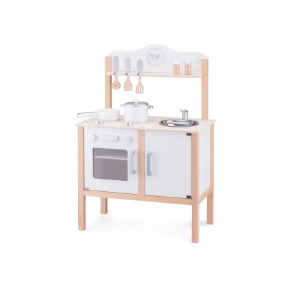 New Classic Toys - Cozinha em madeira com acessórios branco/bege