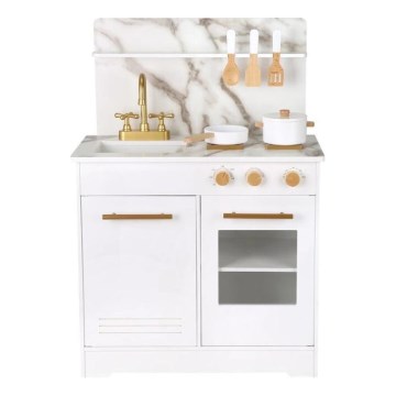 New Classic Toys - Cozinha em madeira com acessórios branco/decoração em mármore