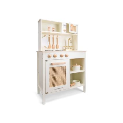 New Classic Toys - Cozinha em madeira com acessórios branco/vime