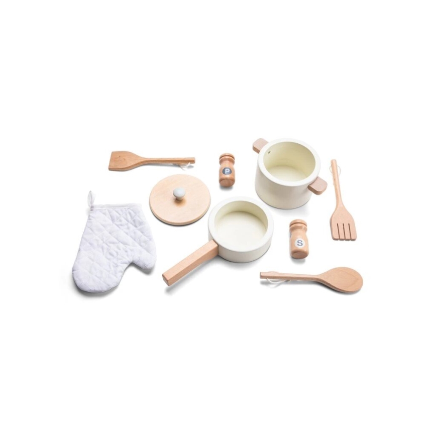 New Classic Toys - Cozinha em madeira com acessórios branco/vime