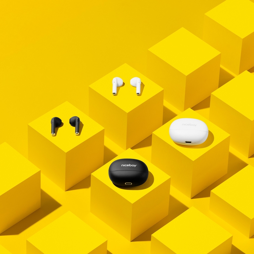 Niceboy Beans 4 - Auriculares sem fios 300 mAh + 2x 35 mAh IPX4 preto