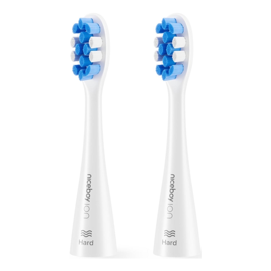 Niceboy - CONJUNTO 2x Cabeças de substituição Hard para escova de dentes ION Sonic e SmartSonic branco