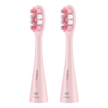 Niceboy - CONJUNTO 2x Cabeças de substituição Hard para escova de dentes ION Sonic e SmartSonic rosa