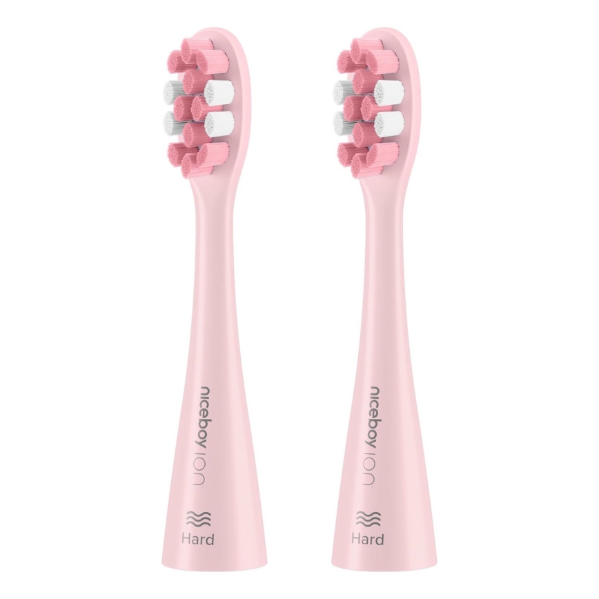 Niceboy - CONJUNTO 2x Cabeças de substituição Hard para escova de dentes ION Sonic e SmartSonic rosa