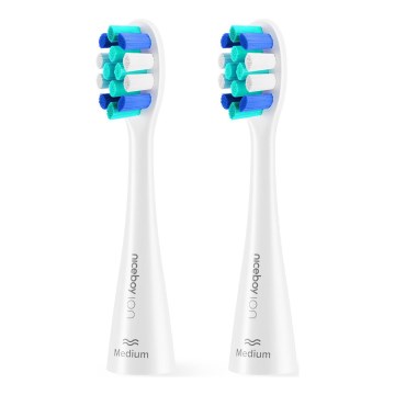 Niceboy - CONJUNTO 2x Cabeças de substituição Lite Medium para escova de dentes ION Sonic branco