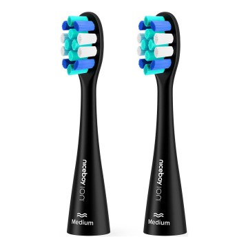 Niceboy - CONJUNTO 2x Cabeças de substituição Lite Medium para escova de dentes ION Sonic preto