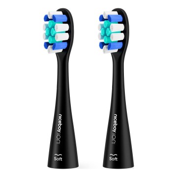 Niceboy - CONJUNTO 2x Cabeças de substituição Lite Soft para escova de dentes ION Sonic preto