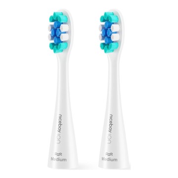 Niceboy - CONJUNTO 2x Cabeças de substituição Medium para escova de dentes ION Sonic e SmartSonic branco