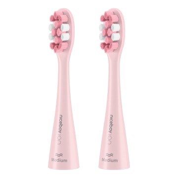 Niceboy - CONJUNTO 2x Cabeças de substituição Medium para escova de dentes ION Sonic e SmartSonic rosa