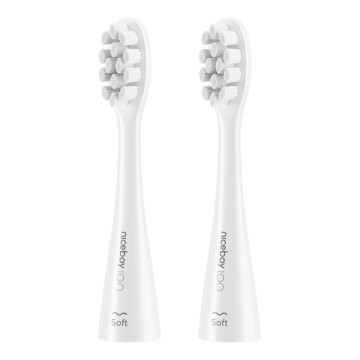 Niceboy - CONJUNTO 2x Cabeças de substituição Soft para escova de dentes ION Sonic e SmartSonic branco