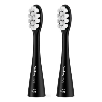 Niceboy - CONJUNTO 2x Cabeças de substituição Soft para escova de dentes ION Sonic e SmartSonic preto