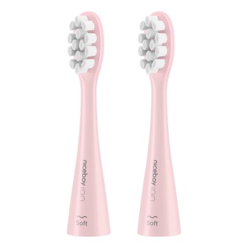 Niceboy - CONJUNTO 2x Cabeças de substituição Soft para escova de dentes ION Sonic e SmartSonic rosa