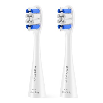 Niceboy - CONJUNTO 2x Cabeças de substituição Ultrasoft para escova de dentes de crianças ION Sonic branco