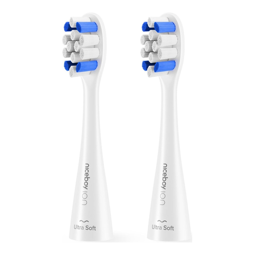 Niceboy - CONJUNTO 2x Cabeças de substituição Ultrasoft para escova de dentes de crianças ION Sonic branco