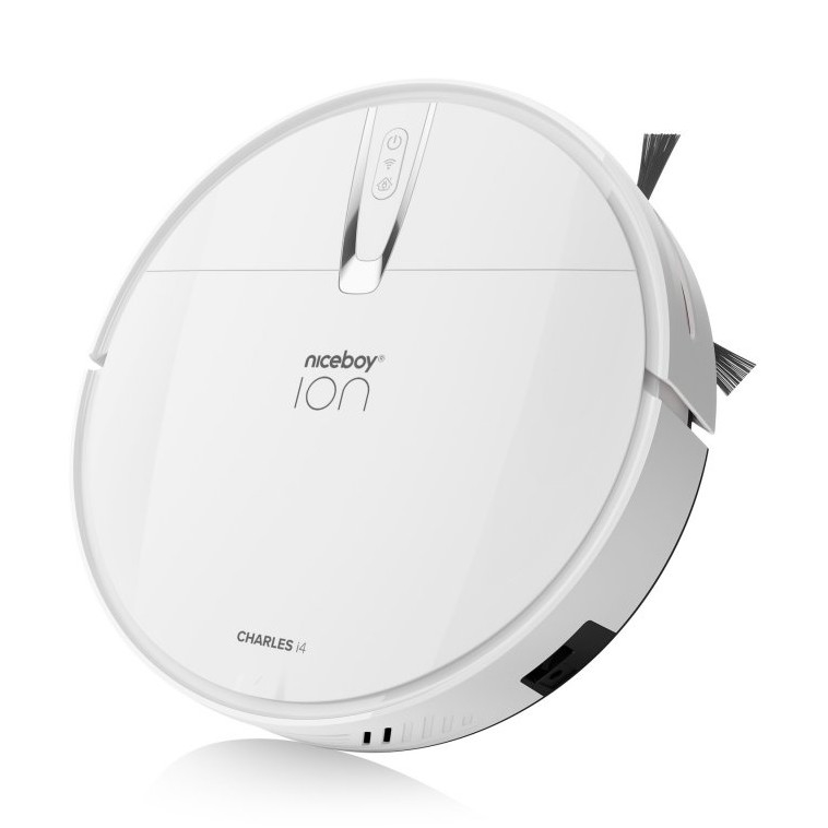 Niceboy ION Charles i4 - Aspirador robô inteligente 2em1 4400 mAh Wi-Fi branco + comando