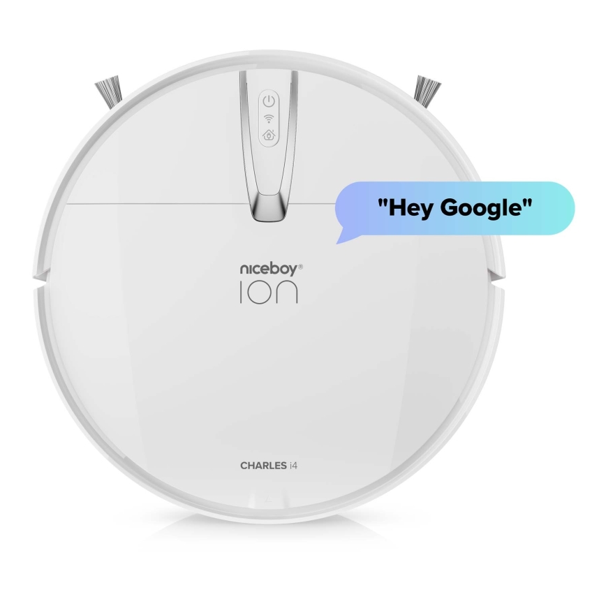Niceboy ION Charles i4 - Aspirador robô inteligente 2em1 4400 mAh Wi-Fi branco + comando