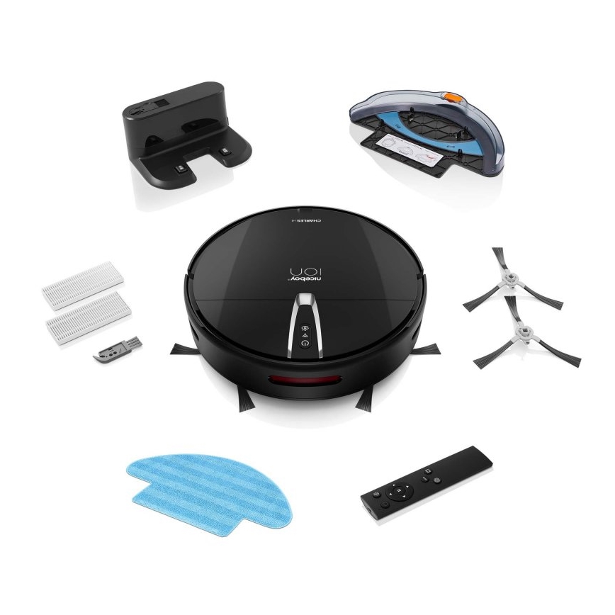 Niceboy ION Charles i4 - Aspirador robô inteligente 2em1 4400 mAh Wi-Fi preto + comando