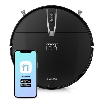 Niceboy ION Charles i4 - Aspirador robô inteligente 2em1 4400 mAh Wi-Fi preto + comando