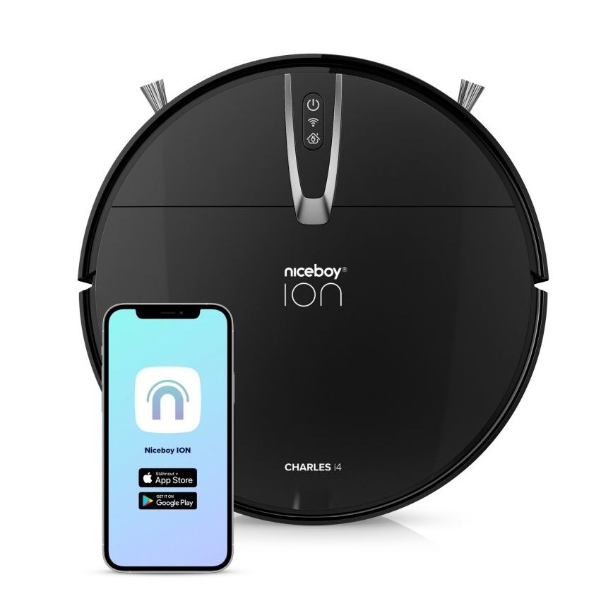 Niceboy ION Charles i4 - Aspirador robô inteligente 2em1 4400 mAh Wi-Fi preto + comando