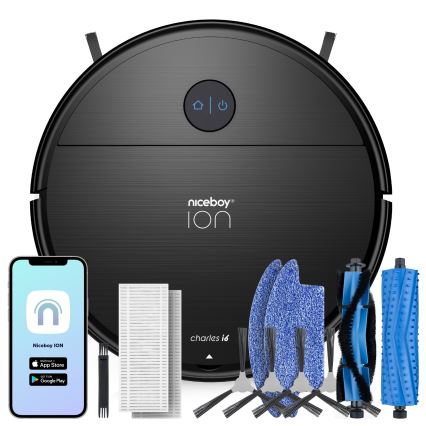 Niceboy ION Charles i6 - Aspirador robô inteligente 2em1 2600 mAh Wi-Fi preto