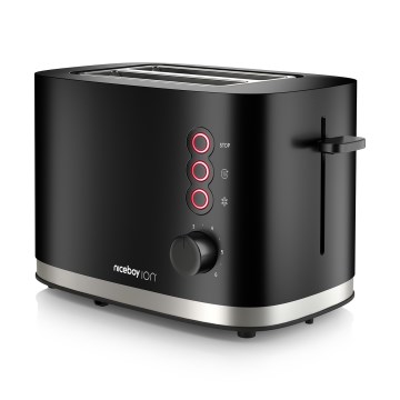 Niceboy ION Cruncher C3 - Torradeira com 2 espaços e assador 870W/230V preto