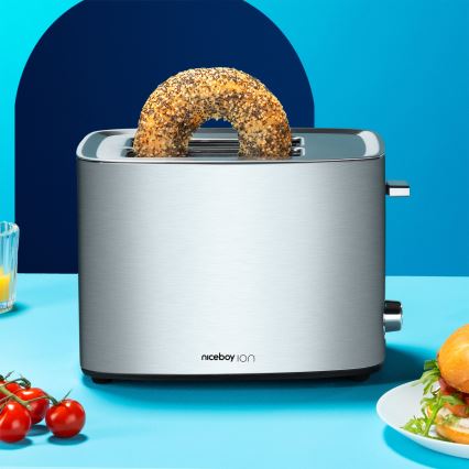Niceboy ION Cruncher C4 - Torradeira com 2 espaços e assador 850W/230V aço inoxidável