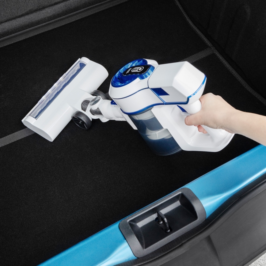 Niceboy ION Hurricane H5 - Aspirador vertical sem fios 2em1 150W/2200 mAh branco/azul