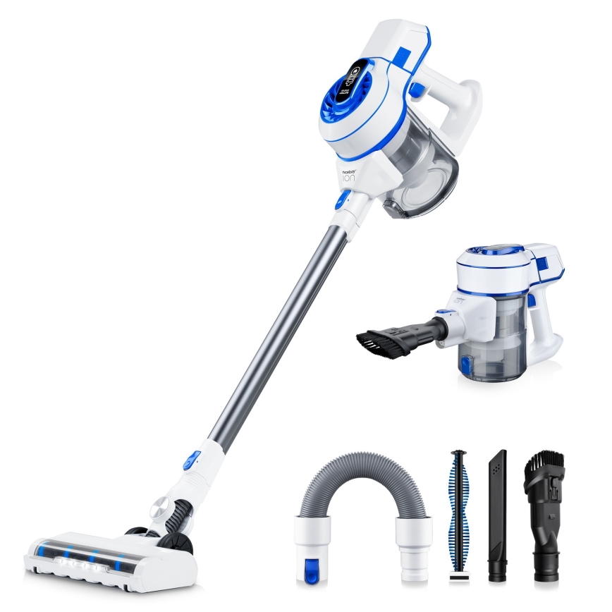 Niceboy ION Hurricane H5 - Aspirador vertical sem fios 2em1 150W/2200 mAh branco/azul