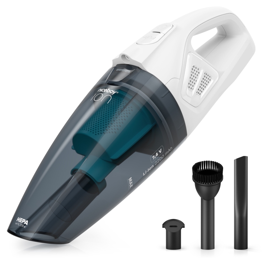 Niceboy ION Hurricane R1 - Aspirador de mão recarregável 50W/2200 mAh branco/azul