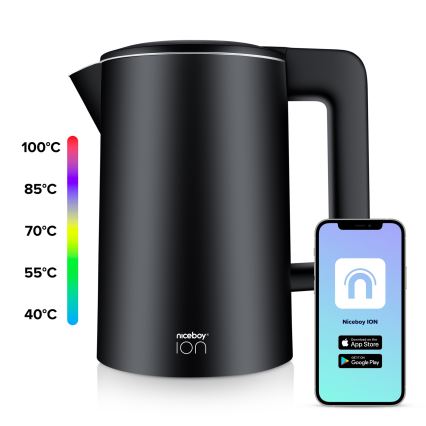 Niceboy ION SmartKettle - Chaleira inteligente com termorregulação 1,7 l 2200W/230V Wi-Fi preto