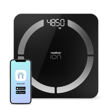 Niceboy ION SmartScale - Balança pessoal digital inteligente 3xAAA preto