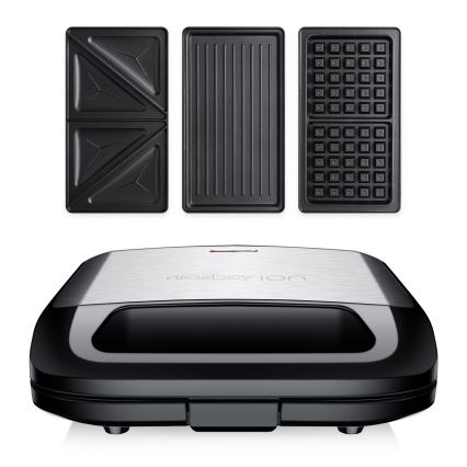 Niceboy ION Snacker S3 - Máquina de fazer sandes 3em1 750W/230V aço inoxidável/preto