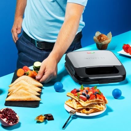 Niceboy ION Snacker S3 - Máquina de fazer sandes 3em1 750W/230V aço inoxidável/preto