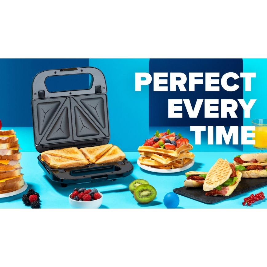 Niceboy ION Snacker S3 - Máquina de fazer sandes 3em1 750W/230V aço inoxidável/preto