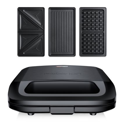Niceboy ION Snacker S3 - Máquina de fazer sandes 3em1 750W/230V aço inoxidável/preto