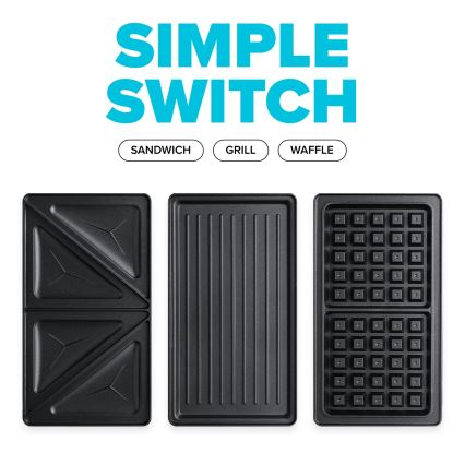 Niceboy ION Snacker S3 - Máquina de fazer sandes 3em1 750W/230V aço inoxidável/preto