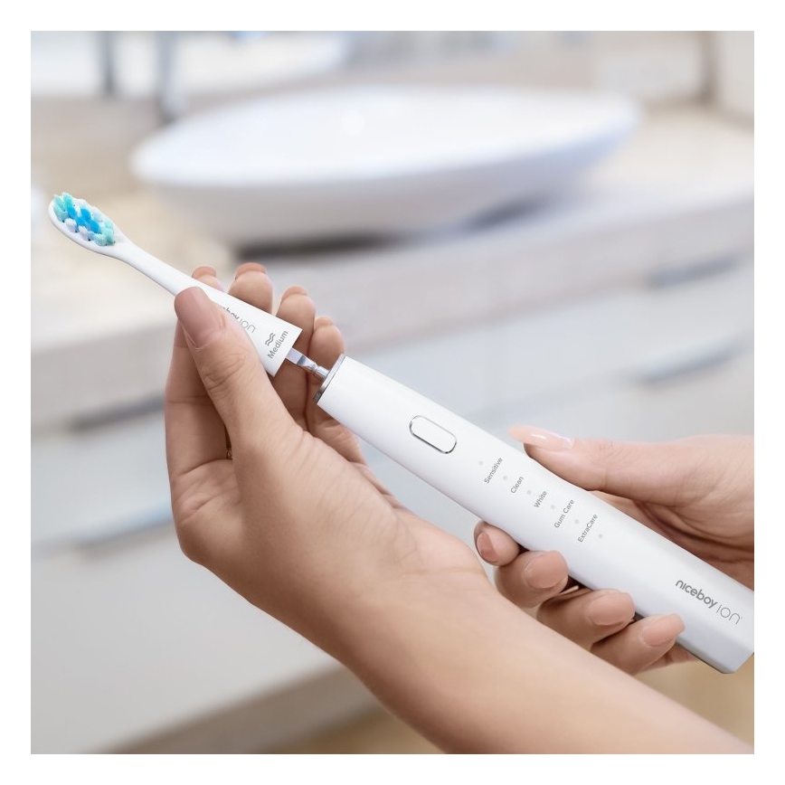Niceboy ION Sonic - Escova de dentes sónica 800 mAh IPX7 branco