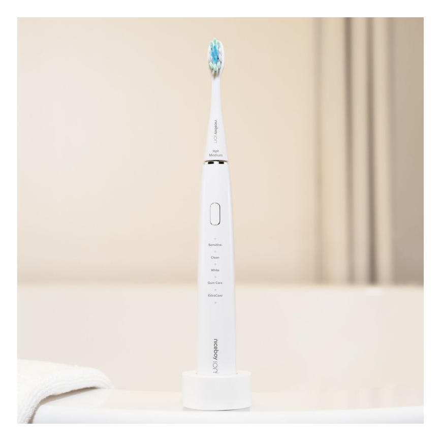 Niceboy ION Sonic - Escova de dentes sónica 800 mAh IPX7 branco