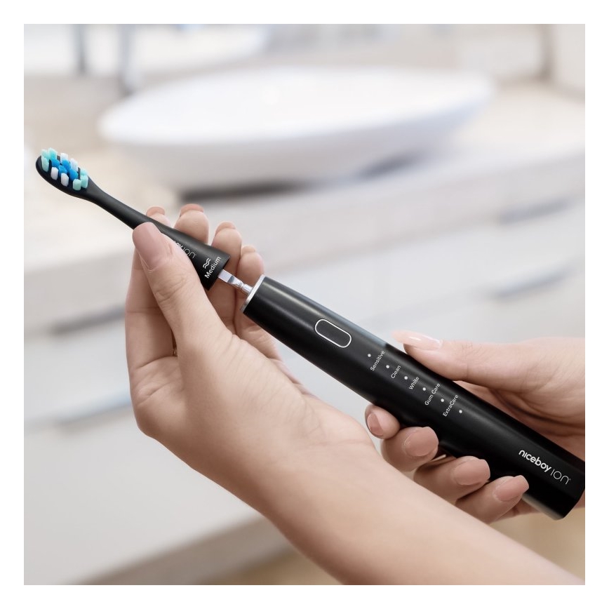Niceboy ION Sonic - Escova de dentes sónica 800 mAh IPX7 preto