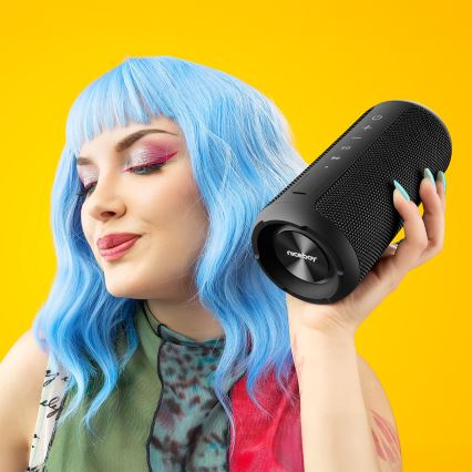 Niceboy Orion - Coluna LED sem fios com microfone 24W/2200 mAh IPX7 preto