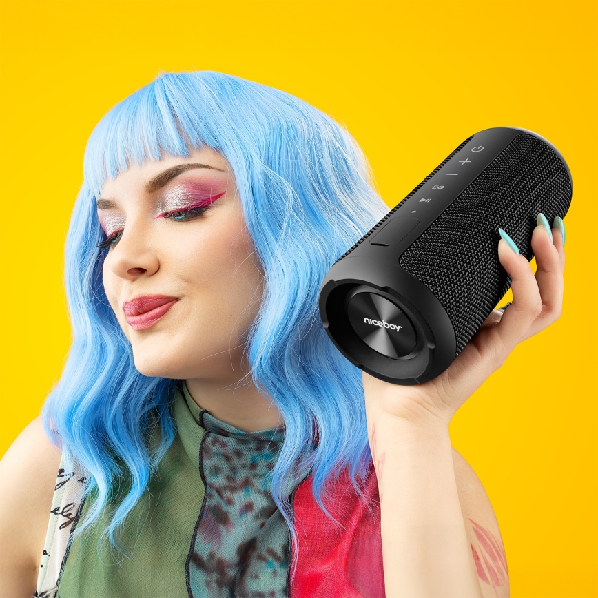 Niceboy Orion - Coluna LED sem fios com microfone 24W/2200 mAh IPX7 preto