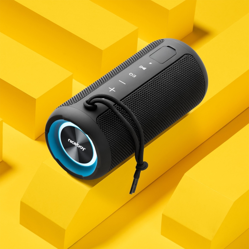 Niceboy Orion - Coluna LED sem fios com microfone 24W/2200 mAh IPX7 preto