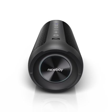 Niceboy Orion - Coluna LED sem fios com microfone 24W/2200 mAh IPX7 preto
