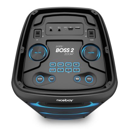 Niceboy PARTY Boss 2 - Coluna LED sem fios com microfone e power bank 200W/4500 mAh + comando