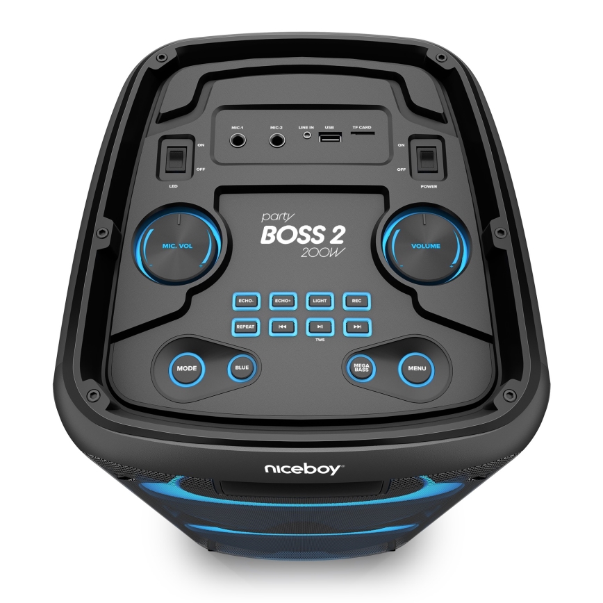 Niceboy PARTY Boss 2 - Coluna LED sem fios com microfone e power bank 200W/4500 mAh + comando