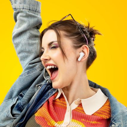 Niceboy Pins 4 - Auriculares sem fios com ANC 400 mAh + 2x 50 mAh IPX4 branco